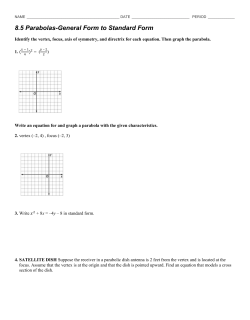 8.5 Parabolas-General Form to Standard Form