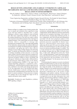 Roles of inflammatory and anabolic cytokines
