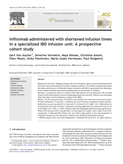 Infliximab administered with shortened infusion times in a