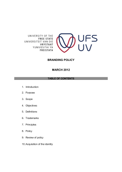 branding policy march 2012 - University of the Free State