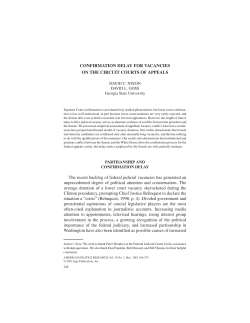 CONFIRMATION DELAY FOR VACANCIES ON THE CIRCUIT