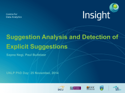 Suggestion Analysis and Detection of Explicit Suggestions