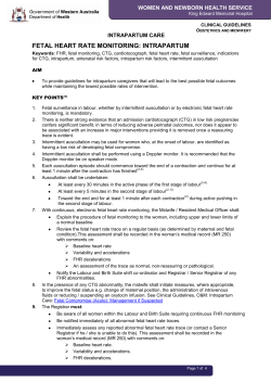 Fetal Heart Rate Monitoring: Intrapartum