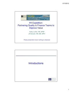 Introductions - Institute for Healthcare Improvement