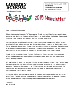 Ilana Bebchick, Principal Dear Parents and Guardians, I hope that