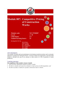 Module 007: Competitive Pricing of Construction Works
