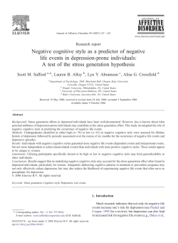 Negative cognitive style as a predictor of negative life events in