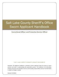 Salt Lake County Sheriff`s Office Sworn Applicant Handbook