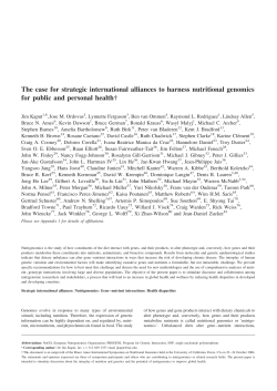 The case for strategic international alliances to harness nutritional