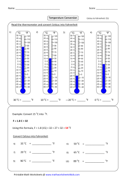 30 C = ______ F Read the thermometer and convert Celsius into