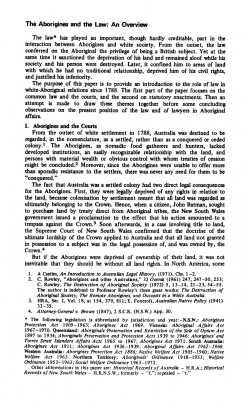 The Aborigines and the Law: An Overview