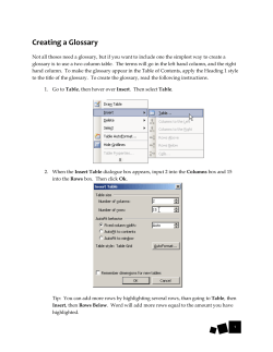 Creating a Glossary - Total Logistic Services