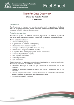 Duties Fact Sheet &ndash; Transfer Duty Overview