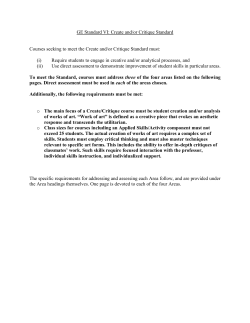GE Standard VI: Create and/or Critique Standard Courses seeking