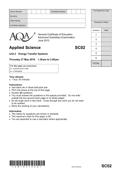 A-level Applied Science Question Paper Unit 02 - Energy