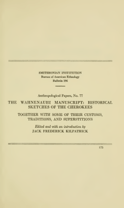 the wahnenauhi manuscript: historical sketches of the cherokees