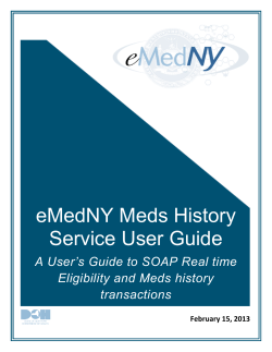 eMedNY Meds History Service User Guide