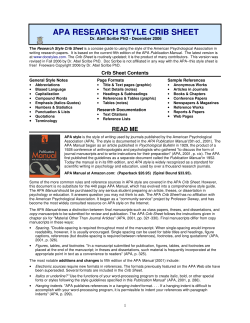 APA Research Style Crib Sheet - Department of Psychology