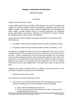 Integrity, Leadership and Education Gerhard Foerster - integrity-art