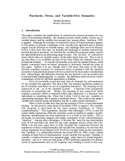 Paychecks , Stress, and Variable