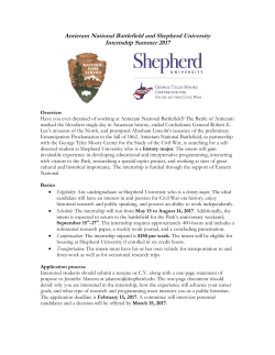 Antietam National Battlefield and Shepherd University Internship