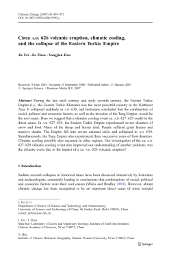 Circa AD 626 volcanic eruption, climatic cooling, and the collapse of
