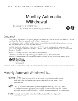 Monthly Automatic Withdrawal - Blue Cross and Blue Shield of