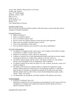 Copyright Erika Jackson 2014 Lesson Title: Infinitive Phrases Move