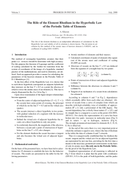 The Rôle of the Element Rhodium in the Hyperbolic Law of the