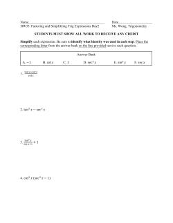 Factoring and Simplifying Trig Expressions Day2