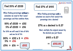 112 Find 35% of &pound;320 10% of &pound;320 = &pound;32 5% of
