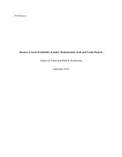 Preliminary. Barriers to Farm Profitability in India: Mechanization