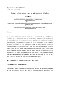 Balance of Power and Order in International Relations