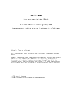 Montesquieu, winter 1966 - The Leo Strauss Center