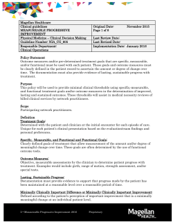 Magellan Healthcare Clinical guidelines MEASUREABLE