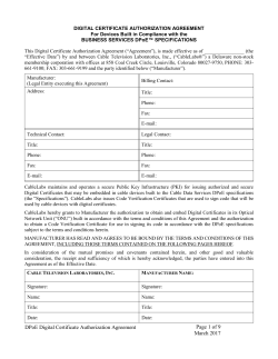 DOCSIS Digital Certificate Authorization Agreement
