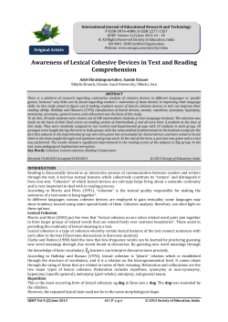 Awareness of Lexical Cohesive Devices in Text
