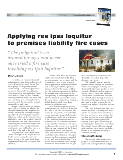 Plaintiff magazine: Applying res ipsa loquitur to premises liability fire