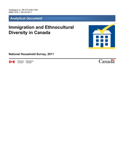 Immigration and Ethnocultural Diversity in Canada &ndash; National