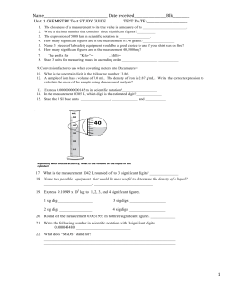 CHEM UNIT 1 TEST STUDY GUIDE 2014