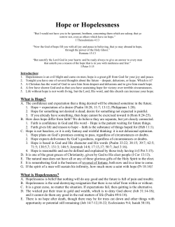 Hope or Hopelessness