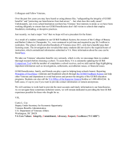 Colleagues and Fellow Veterans, Over the past few years you may