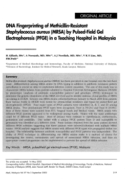 (MRSA) by Pulsed-Field Gel Electrophoresis (PFGE)