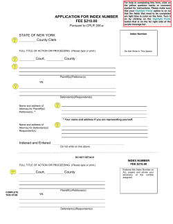 Application for Index Number