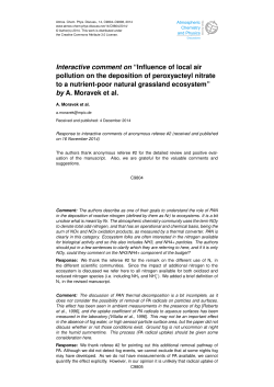 Interactive comment on &ldquo;Influence of local air pollution on the