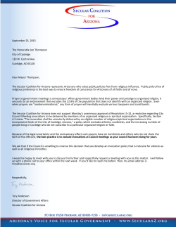Secular AZ Letter to Coolidge Mayor Regarding Resolution 15-32