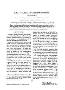 Surface Interactions with Adsorbed Macromolecules 1
