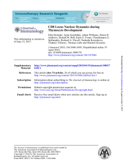 CD8 Locus Nuclear Dynamics during Thymocyte Development