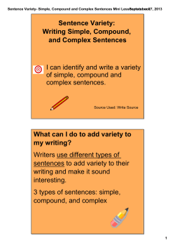Sentence Variety- Simple, Compound and Complex Sentences Mini