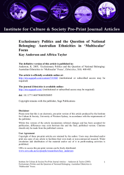 Exclusionary Politics and the Question of National